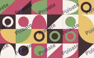 Orchard Print III — light red, green and gold bauhaus background, variation III