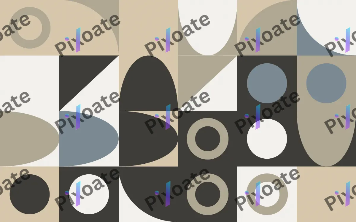 Pebble Print — light yellow, blue and beige bauhaus background