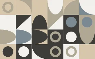Pebble Print — light yellow, blue and beige bauhaus background