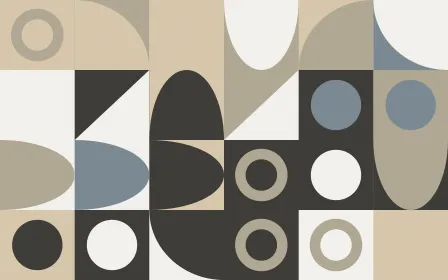 Pebble Print — light yellow, blue and beige bauhaus background