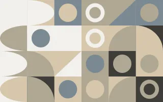 Pebble Print III — light yellow, blue and beige bauhaus background, variation III