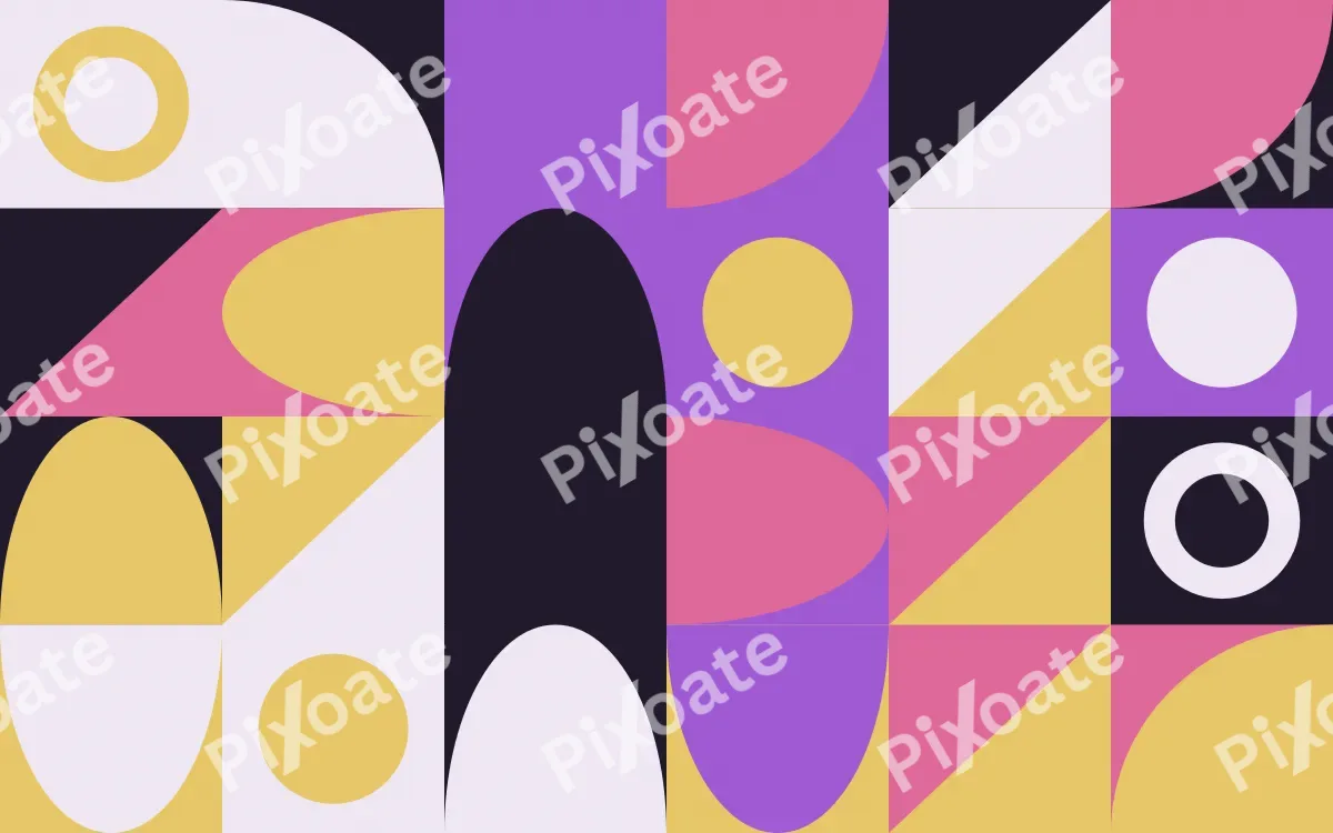 Plum Jazz — dark purple, pink and gold bauhaus background