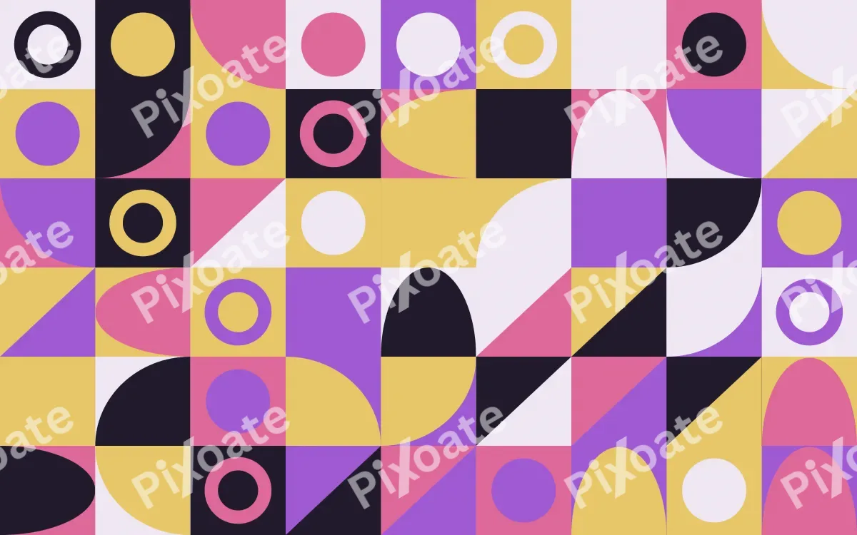 Plum Jazz Fine Grid — dark purple, pink and gold bauhaus background