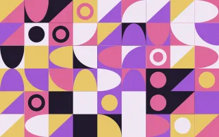 Plum Jazz Fine Grid II — dark purple, pink and gold bauhaus background, variation II