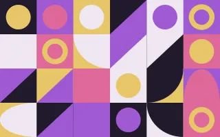 Plum Jazz III — dark purple, pink and gold bauhaus background, variation III