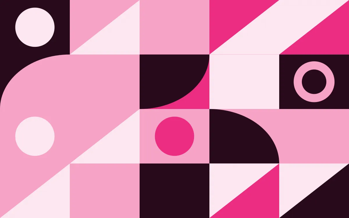 Punch Pink Duo Print — colourful pink, black and white bauhaus background
