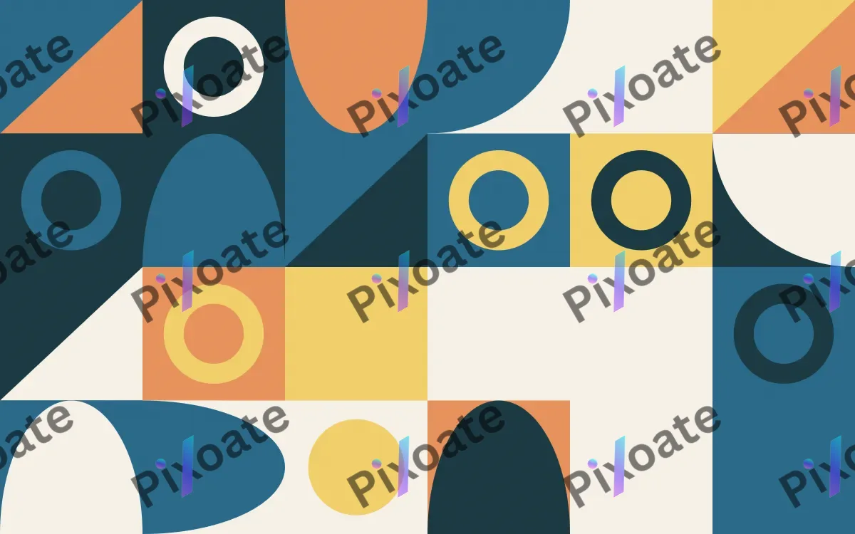 Riviera — light blue, orange and gold bauhaus background