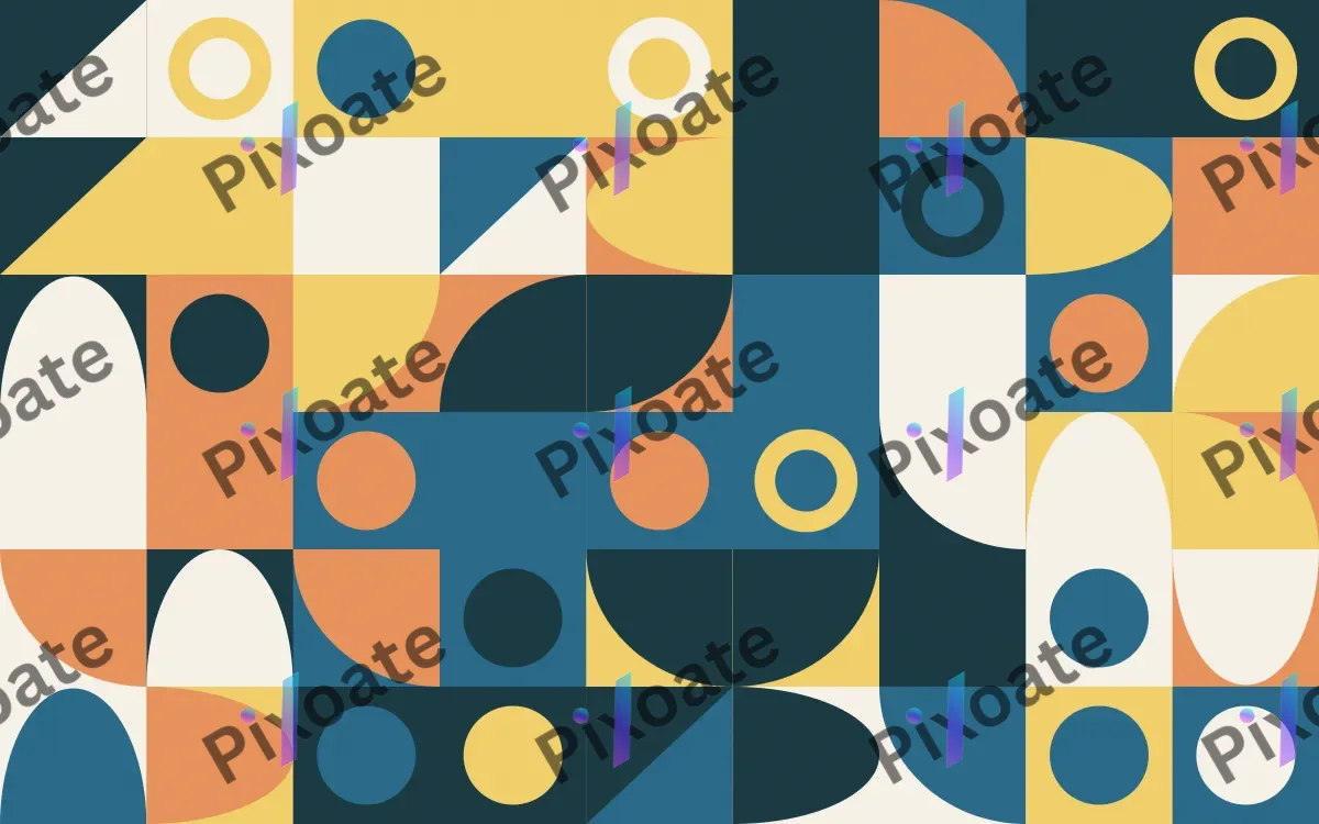 Riviera Fine Grid — light blue, orange and gold bauhaus background