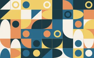 Riviera Fine Grid — light blue, orange and gold bauhaus background