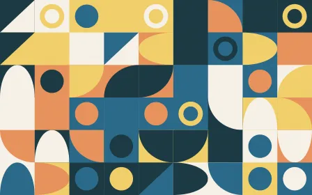 Riviera Fine Grid — light blue, orange and gold bauhaus background