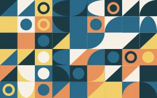 Riviera Fine Grid III — light blue, orange and gold bauhaus background, variation III