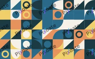Riviera Fine Grid III — light blue, orange and gold bauhaus background, variation III