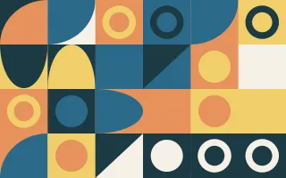 Riviera II — light blue, orange and gold bauhaus background, variation II