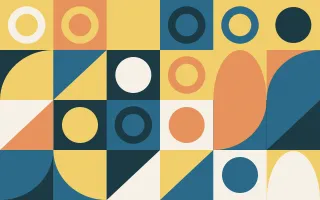 Riviera III — light blue, orange and gold bauhaus background, variation III