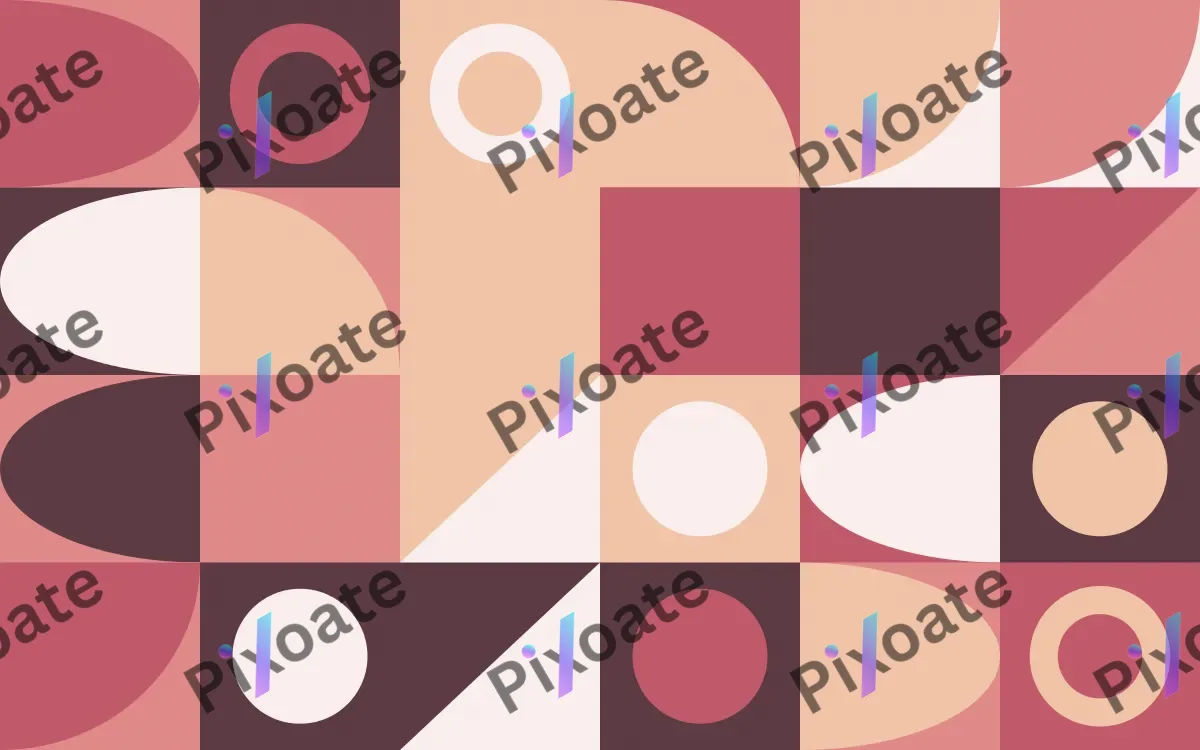 Rose Quartz Print — light red, beige and white bauhaus background