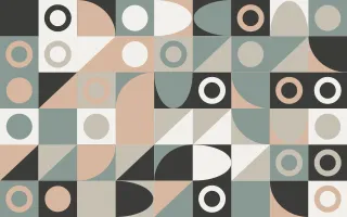 Scandi Calm Fine Grid — light beige, green and orange bauhaus background