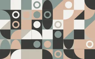 Scandi Calm Fine Grid II — light beige, green and orange bauhaus background, variation II