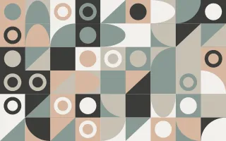 Scandi Calm Fine Grid III — light beige, green and orange bauhaus background, variation III