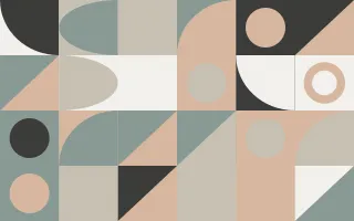 Scandi Calm II — light beige, green and orange bauhaus background, variation II
