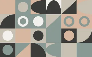 Scandi Calm III — light beige, green and orange bauhaus background, variation III