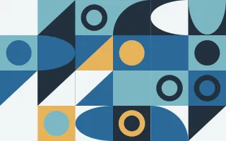 Seaside Print — light blue, gold and teal bauhaus background