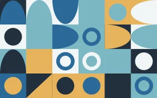 Seaside Print III — light blue, gold and teal bauhaus background, variation III