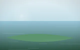Quiet Shore XI — light blue and green beach background, variation XI