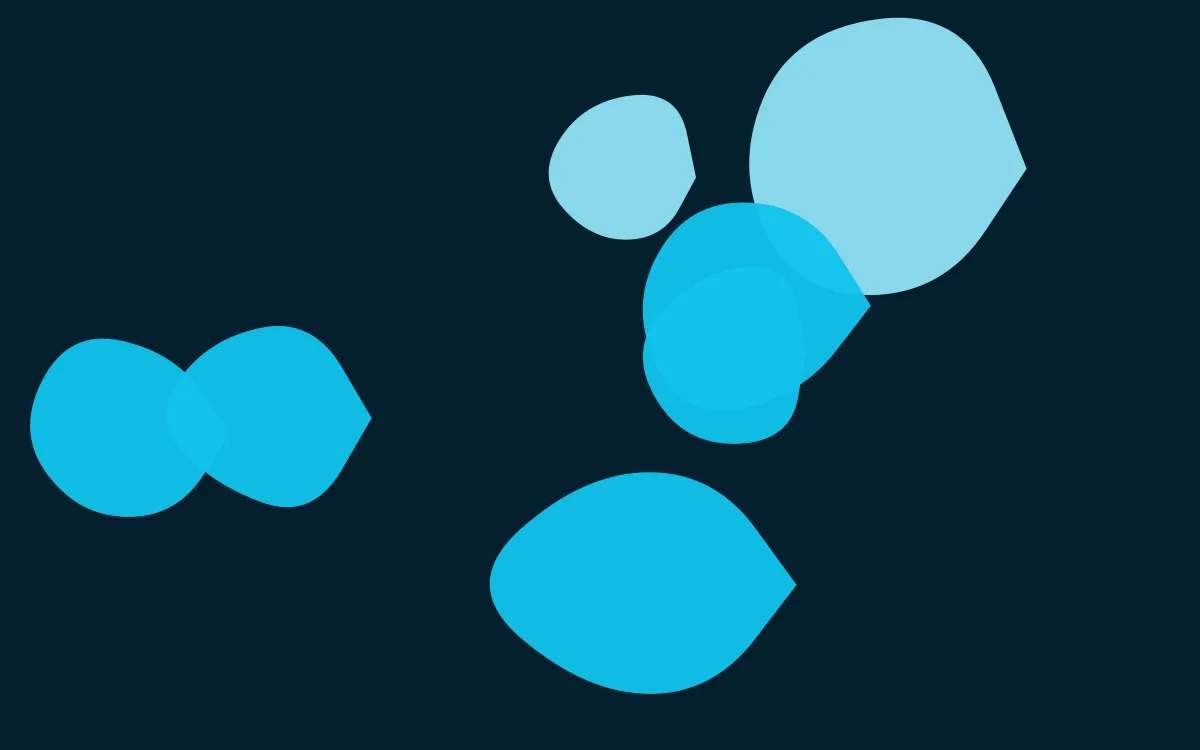 Aqua Signal Pop Forms — dark black and teal blob background