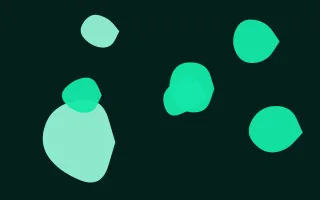 Cyber Mint Pop Forms III — dark black and green blob background, variation III