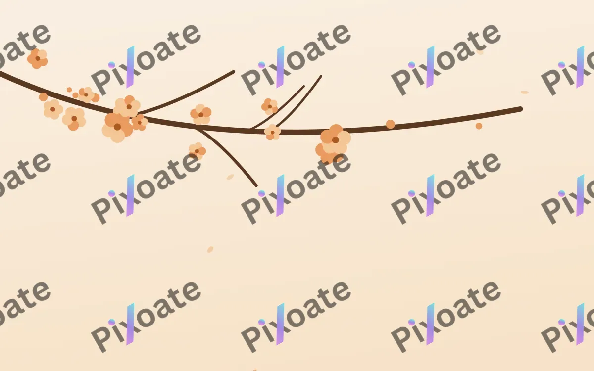 Apricot Branch — light orange and beige blossom background