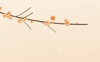 Apricot Branch III — light orange and beige blossom background, variation III