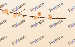 Apricot Branch III — light orange and beige blossom background, variation III
