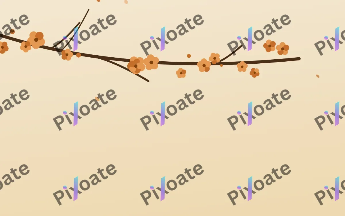Autumn Branch — light orange and beige blossom background