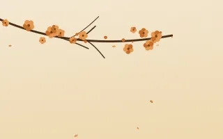 Autumn Branch II — light orange and beige blossom background, variation II