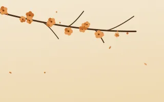 Autumn Branch III — light orange and beige blossom background, variation III