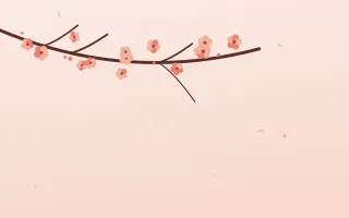 Coral Sakura II — light orange, red and white blossom background, variation II