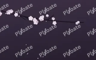 Ivory Dusk Branch III — dark pink and purple blossom background, variation III
