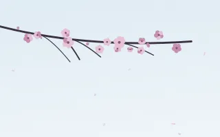 Sky Plum Branch — light pink and blue blossom background