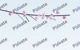 Sky Plum Branch — light pink and blue blossom background
