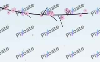 Sky Plum Branch III — light pink and blue blossom background, variation III