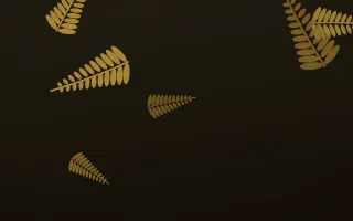 Golden Fern II — dark gold, brown and black botanical background, variation II