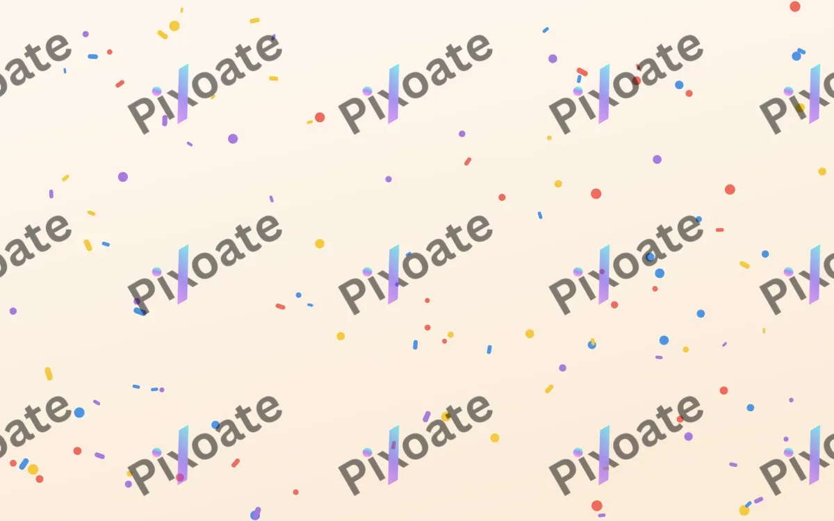 Party Popper — light red, blue and white cartoon background