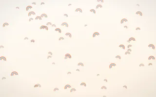 Daydream Rainbows II — light orange, blue and white cartoon background, variation II