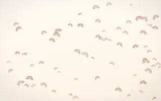 Daydream Rainbows III — light orange, blue and white cartoon background, variation III