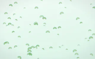 Minty Rainbows III — light green, orange and white cartoon background, variation III