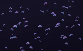 Neon Rainbows II — dark purple, teal and blue cartoon background, variation II