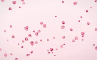 Blush Smileys II — light pink and white cartoon background, variation II