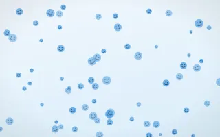 Bubble Smileys — light blue and white cartoon background
