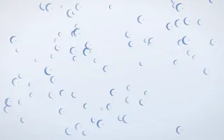Denim Day Moons III — light blue and white celestial background, variation III
