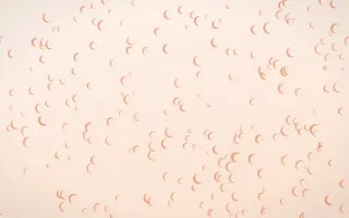 Peach Fuzz Moons Dense II — light orange and white celestial background, variation II